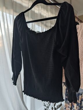 Venice Love Black Smocked Off-Shoulder Top (SP) | Black